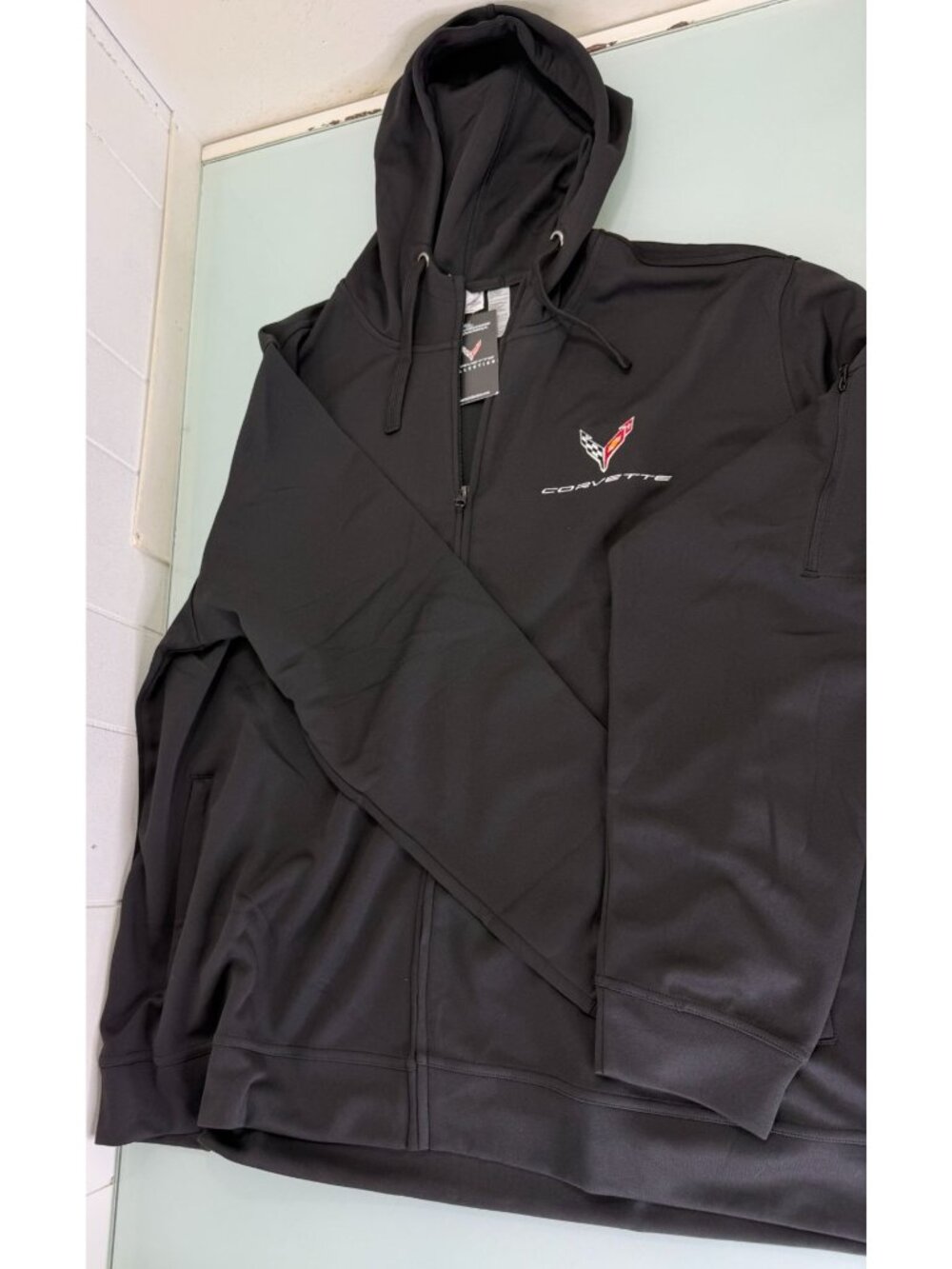 New Chevy Corvette Hoodie Sweatshirt Mens 3XL XXXL Full Zip Black NWT